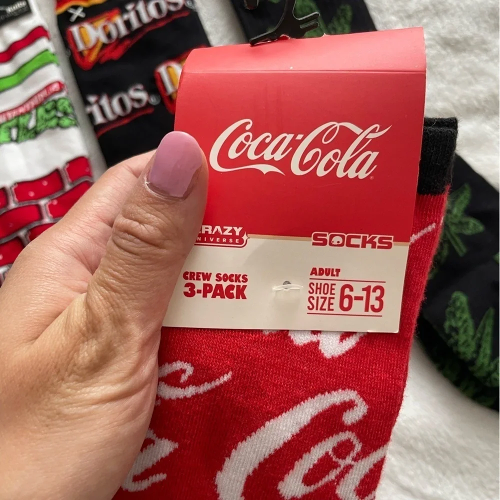 Bundle of 8 pairs of Mens Graphic Socks Collection Odd Sox/Crazy Socks/Coca Cola